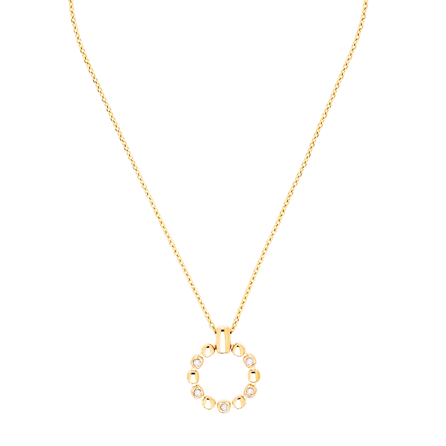 Halskette Soft Cube Circle Glow gold von COEUR DE LION – Detailaufnahme