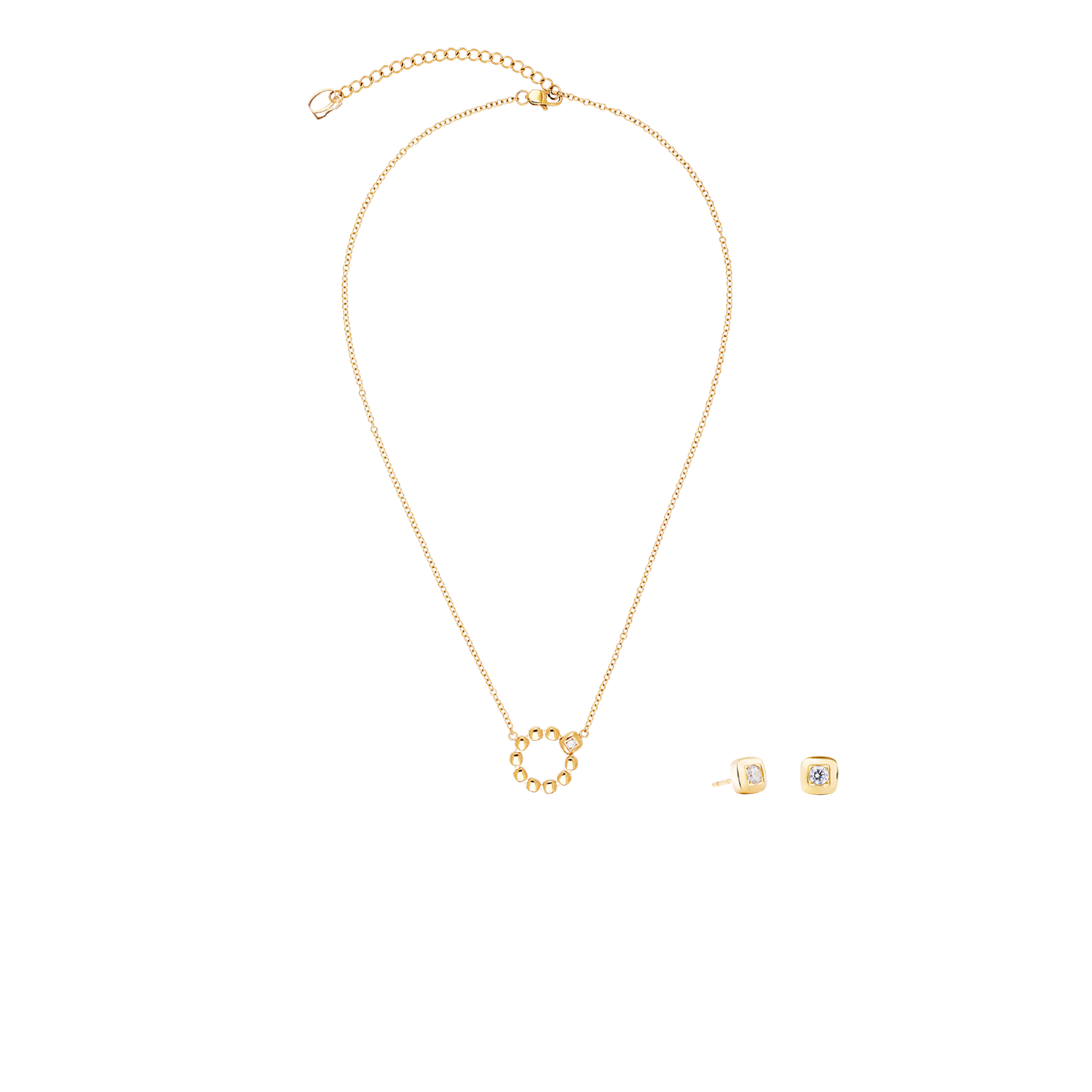 Halskette Small Soft Cube Circle Glow gold von COEUR DE LION – im Set mit passenden Schmuckstücken