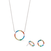 Halskette Sparkling Circle silber-multicolor von COEUR DE LION – im Set mit passenden Schmuckstücken