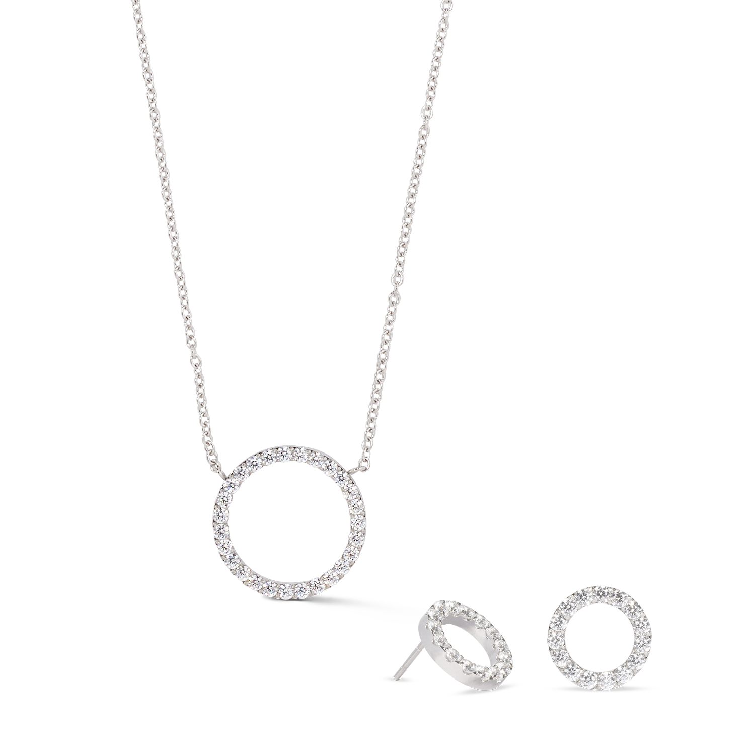 Halskette Sparkling Circle silber-kristall von COEUR DE LION – im Set mit passenden Schmuckstücken