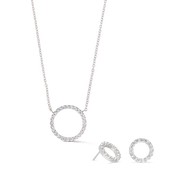 Halskette Sparkling Circle silber-kristall von COEUR DE LION – im Set mit passenden Schmuckstücken