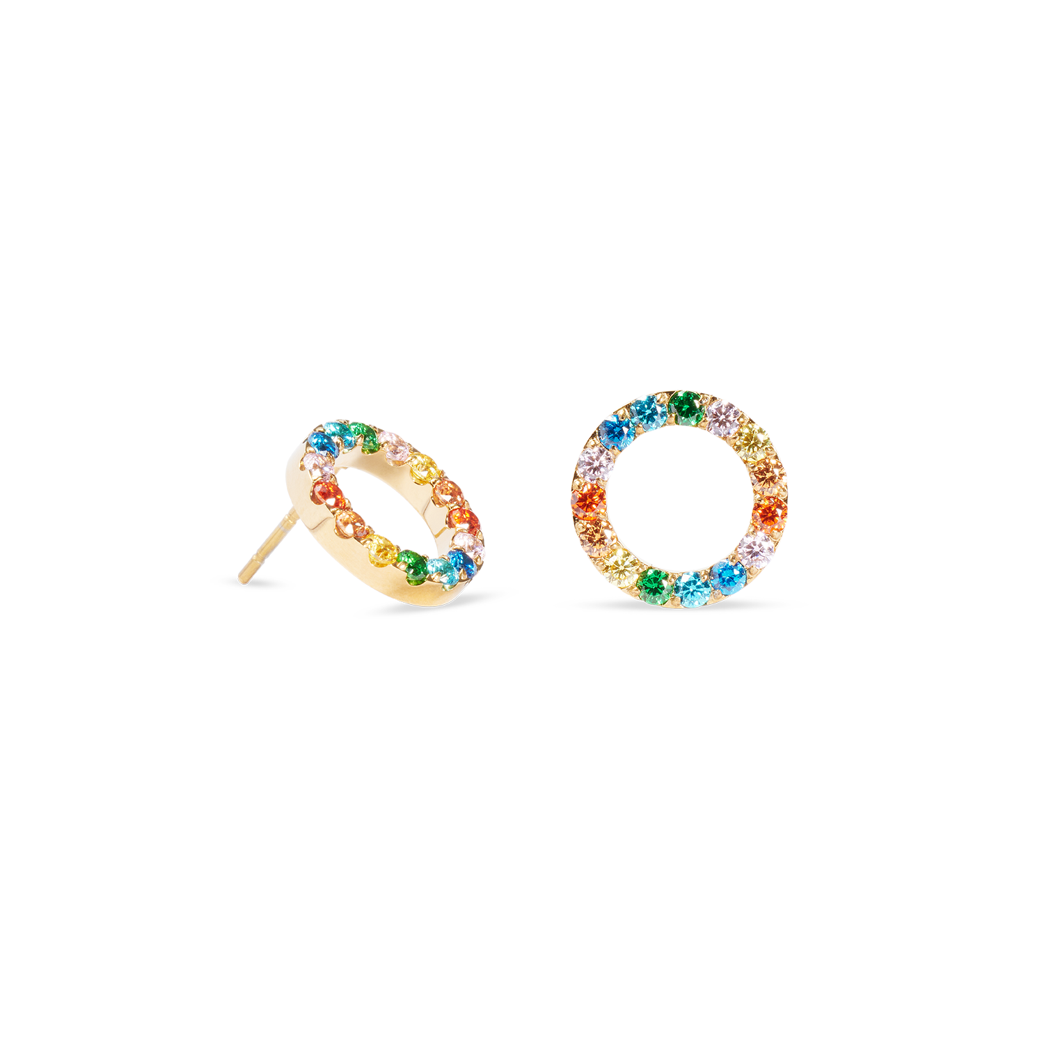 Ohrringe Sparkling Circle gold-multicolor von COEUR DE LION – Detailaufnahme