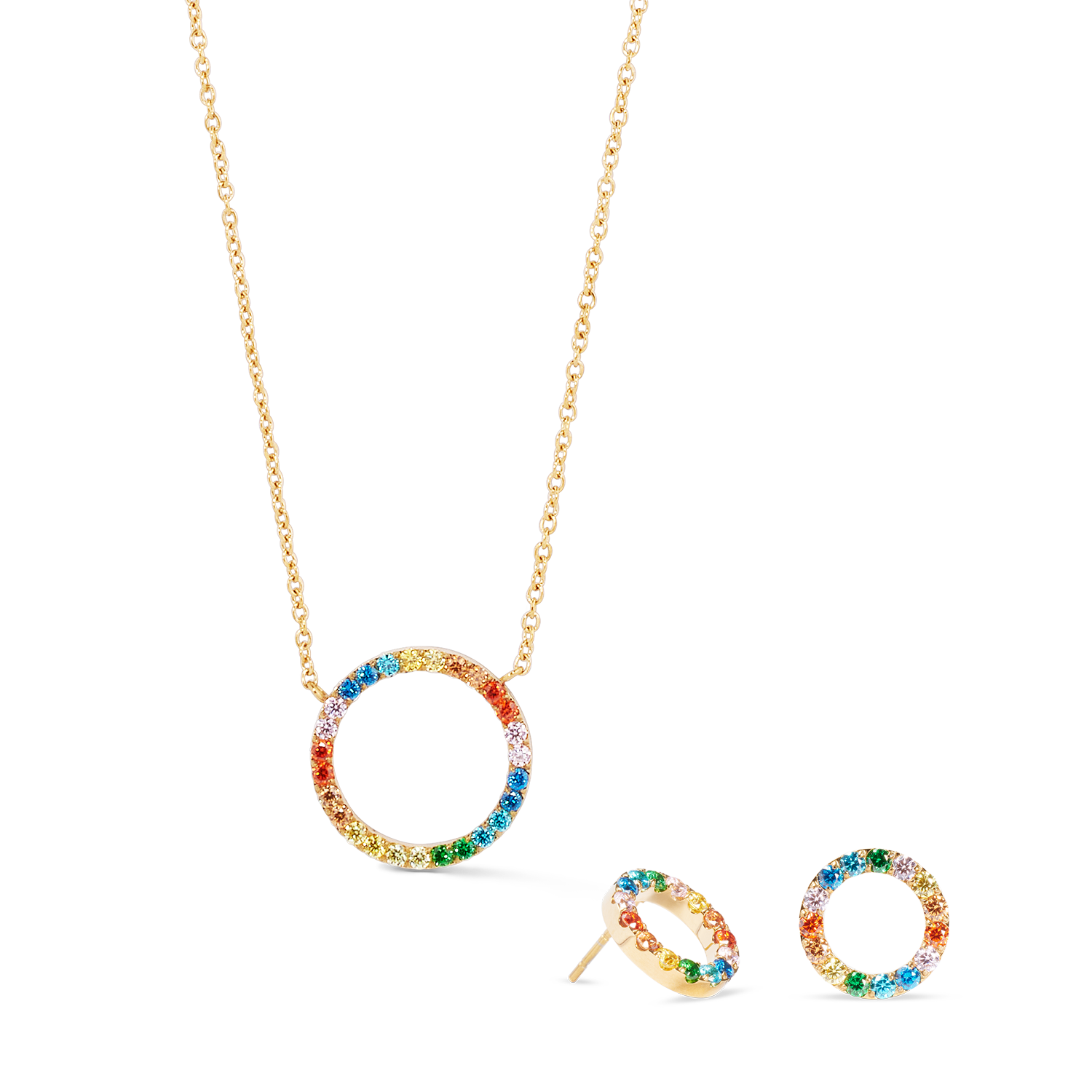 Ohrringe Sparkling Circle gold-multicolor von COEUR DE LION – im Set mit passenden Schmuckstücken