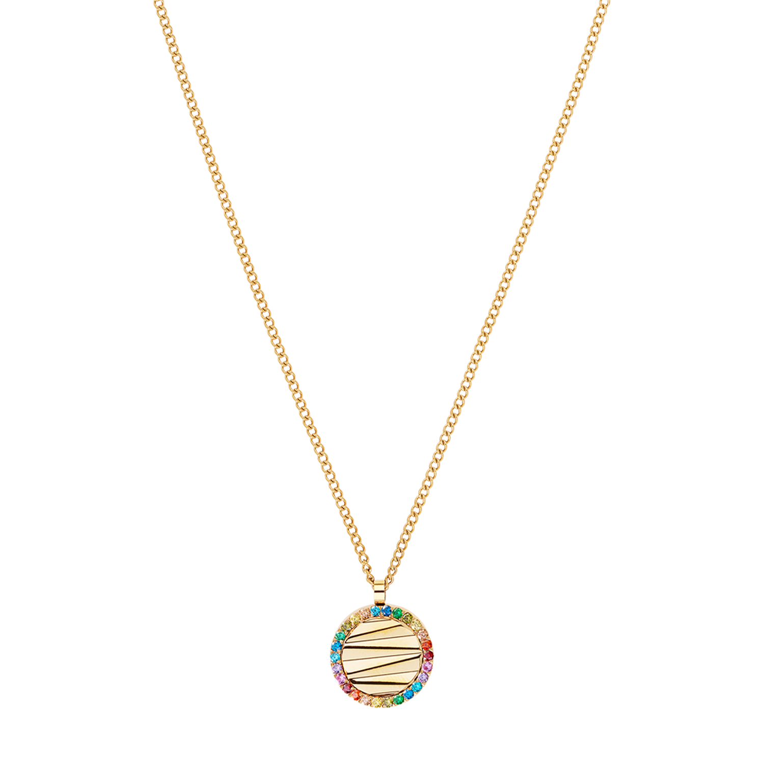 Halskette Amulett Mini Waves gold-rainbow von COEUR DE LION – Detailaufnahme