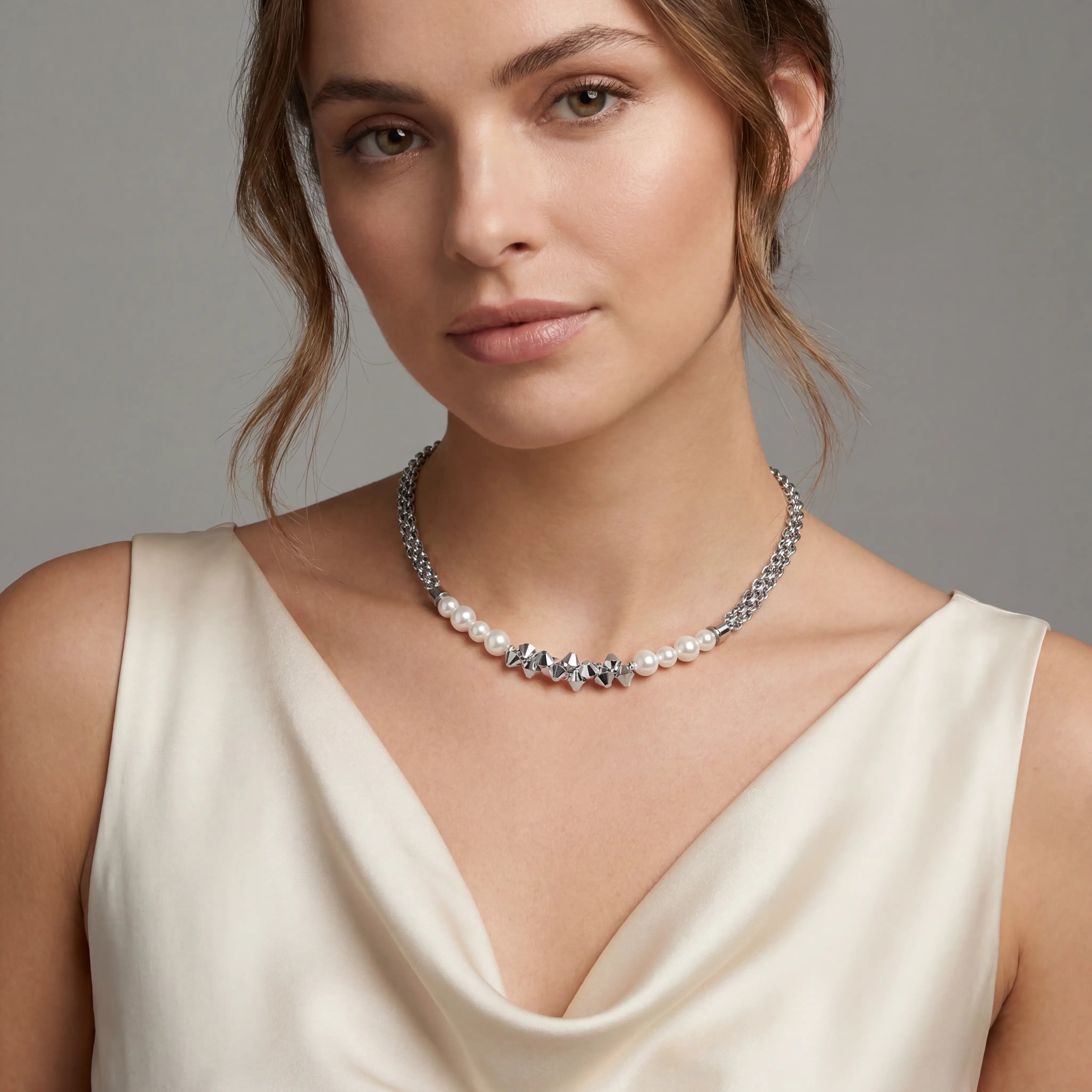 COEUR DE LION Halskette Dancing Crystals Fusion Silber – am Model