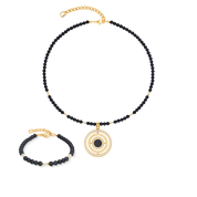 Halskette Amulett Modern Icon Noir Gold von COEUR DE LION – im Set mit passenden Schmuckstücken