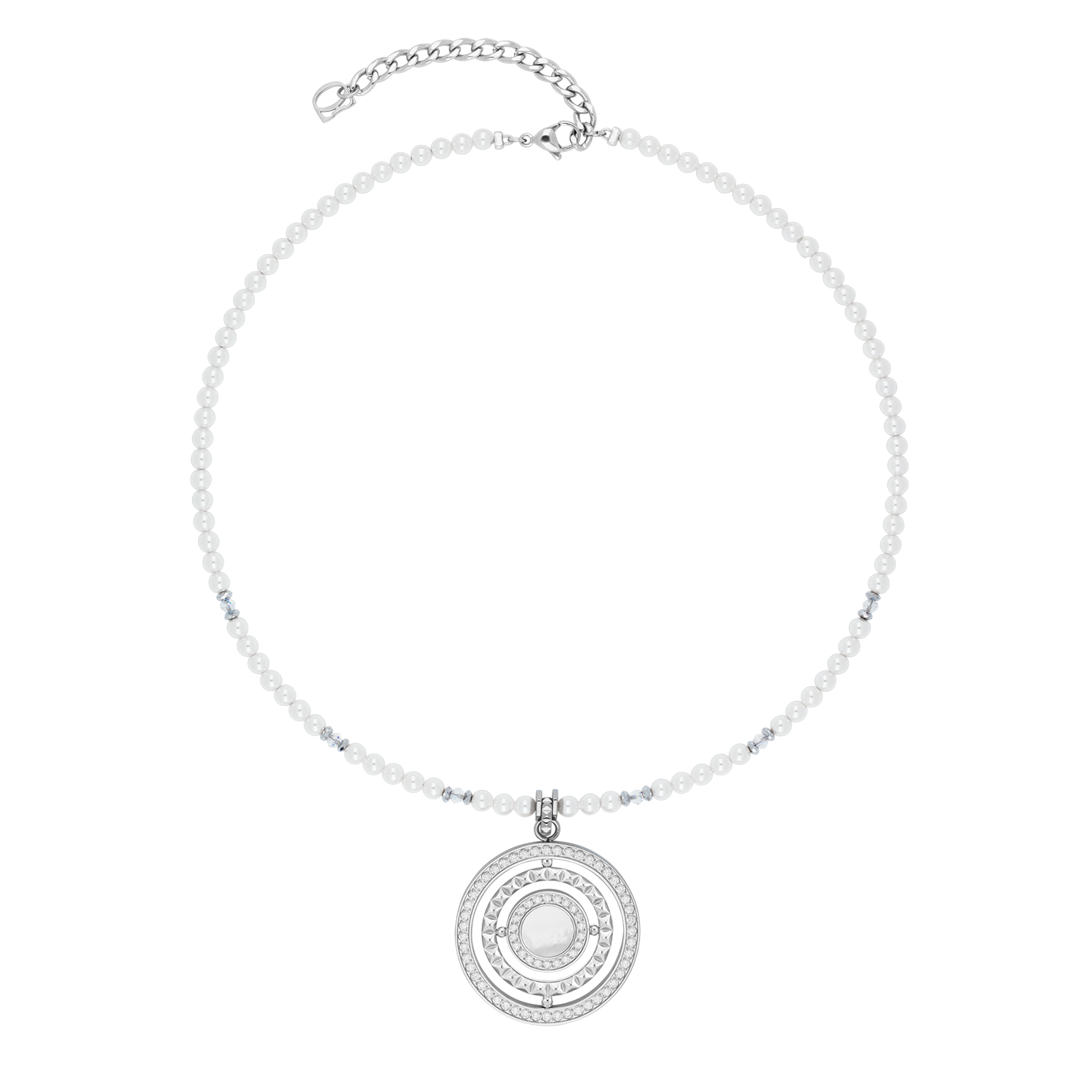 Halskette Amulett Modern Icon Pearl Silber