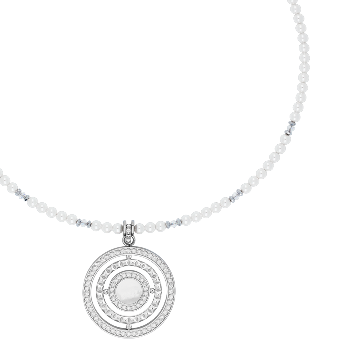 Halskette Amulett Modern Icon Pearl Silber