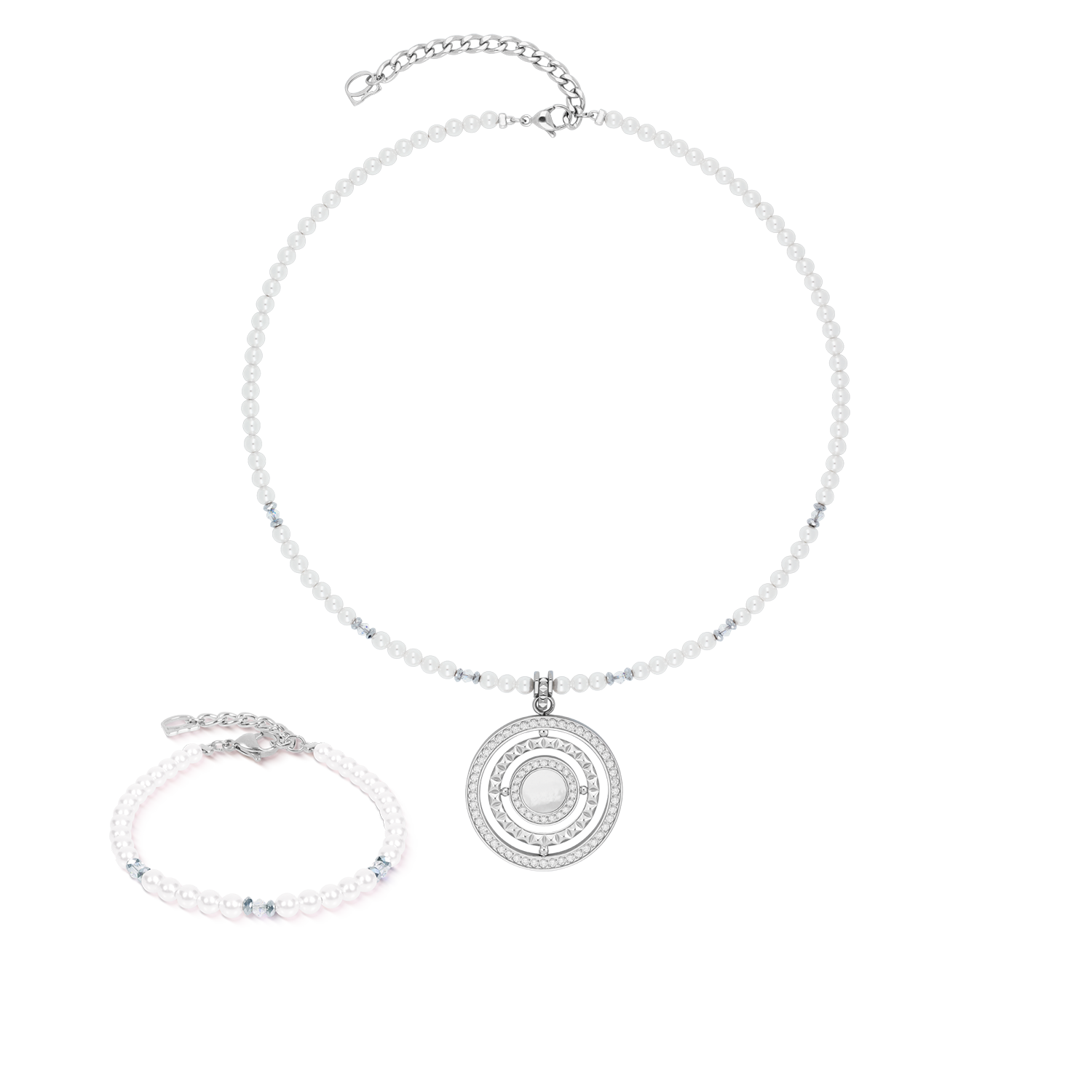 Halskette Amulett Modern Icon Pearl Silber