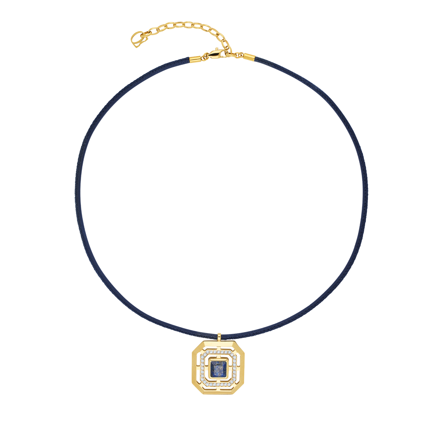 Halskette Amulett Icon Frame Soft Lapis Gold