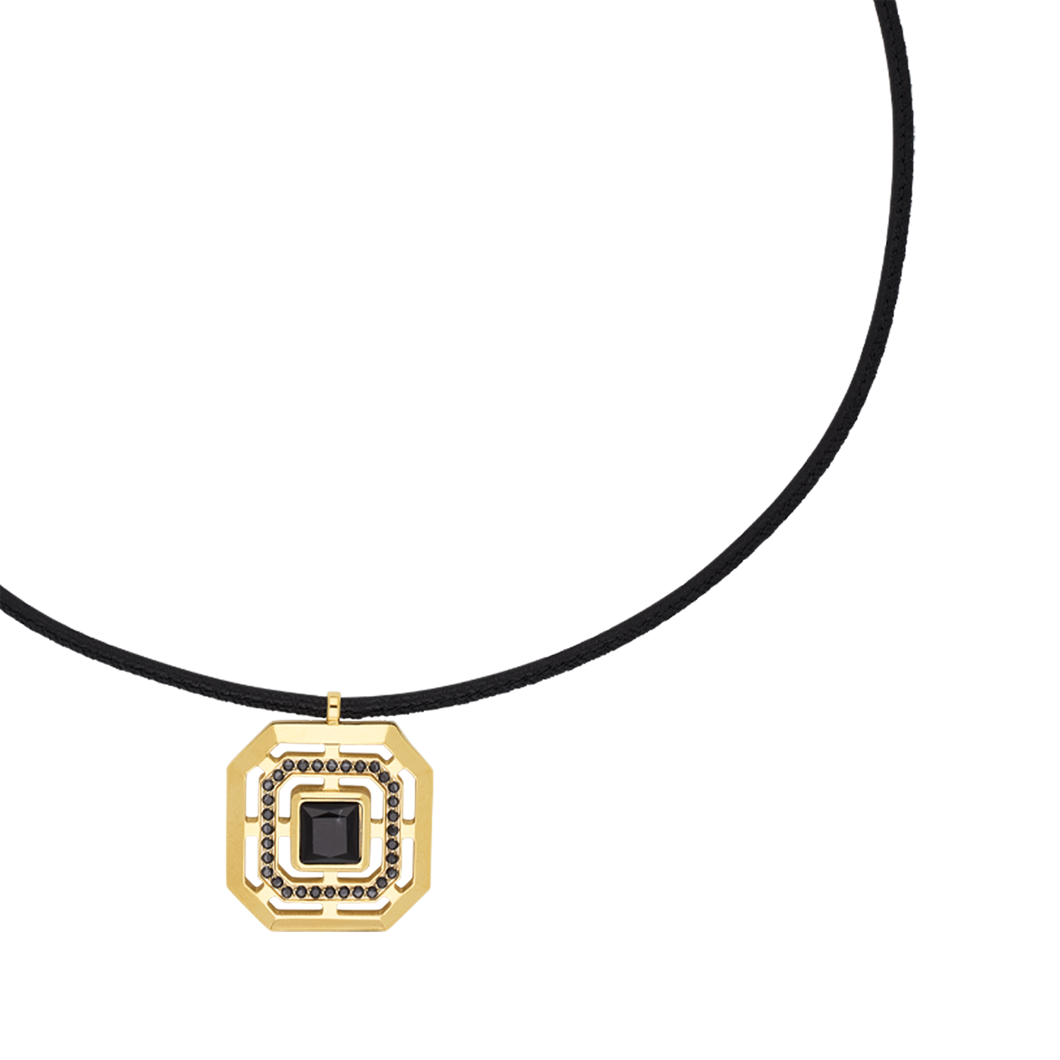 Halskette Amulett Icon Frame Soft Noir Gold