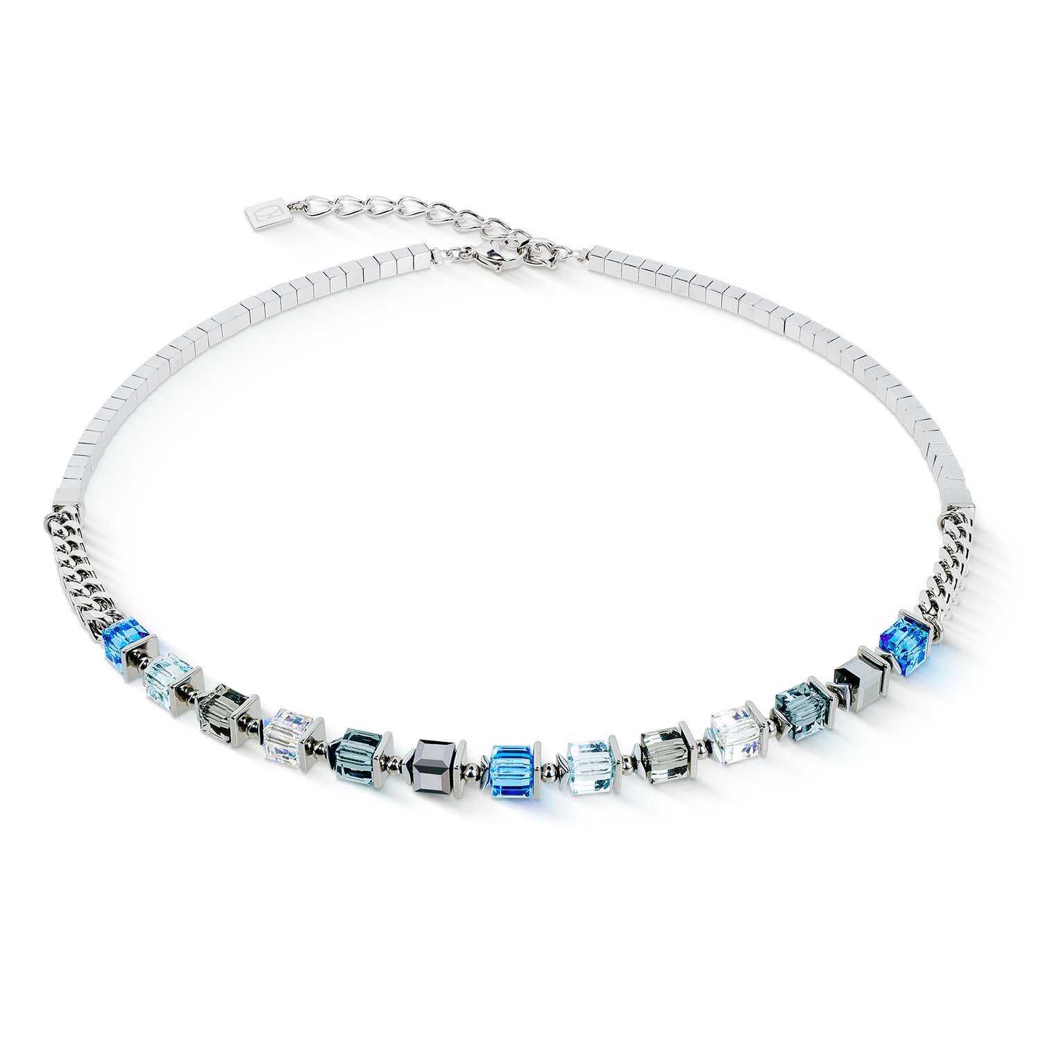 Halskette Sparkling Cubes Fusion Chain silber-blau
