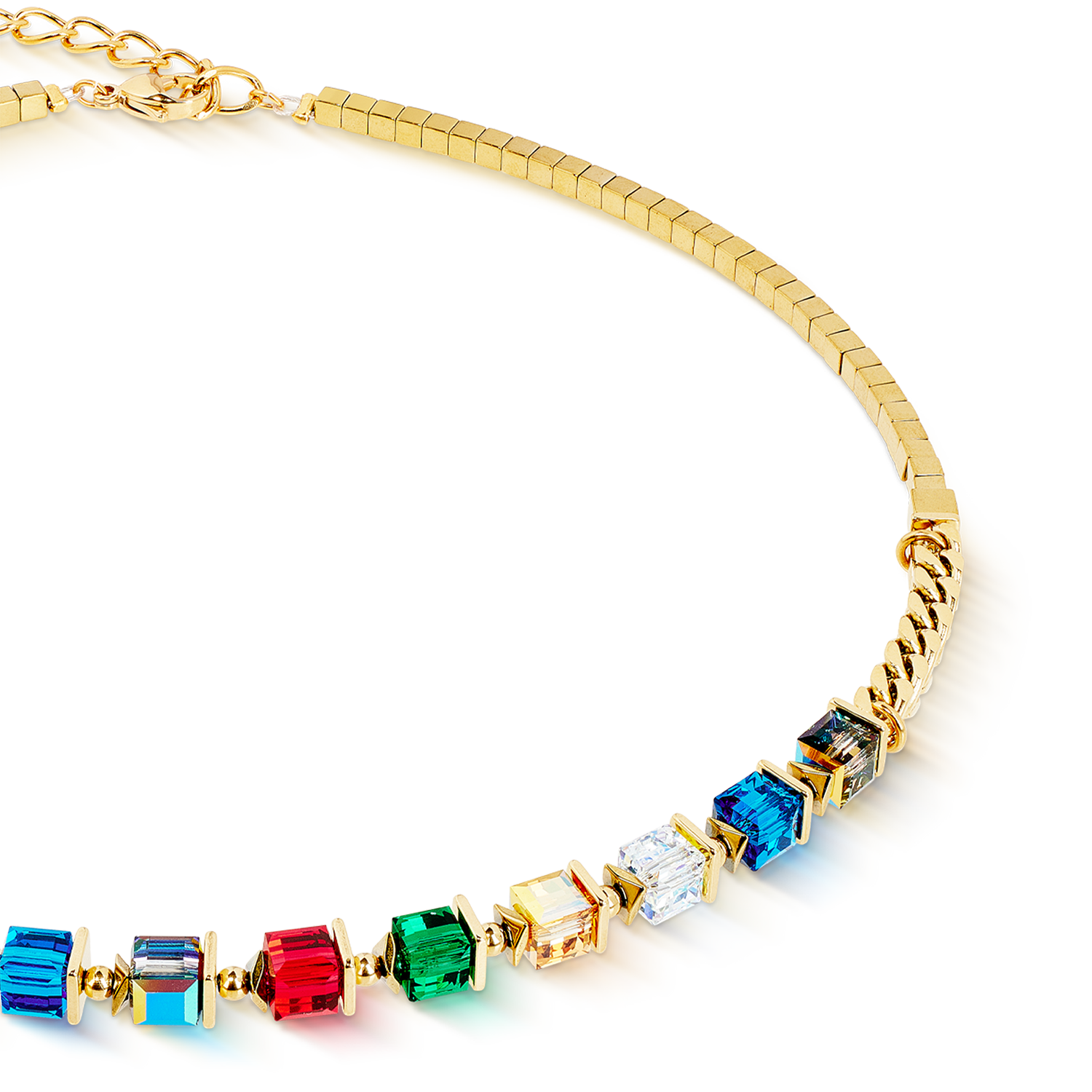 Halskette Sparkling Cubes Fusion Chain gold-multicolor