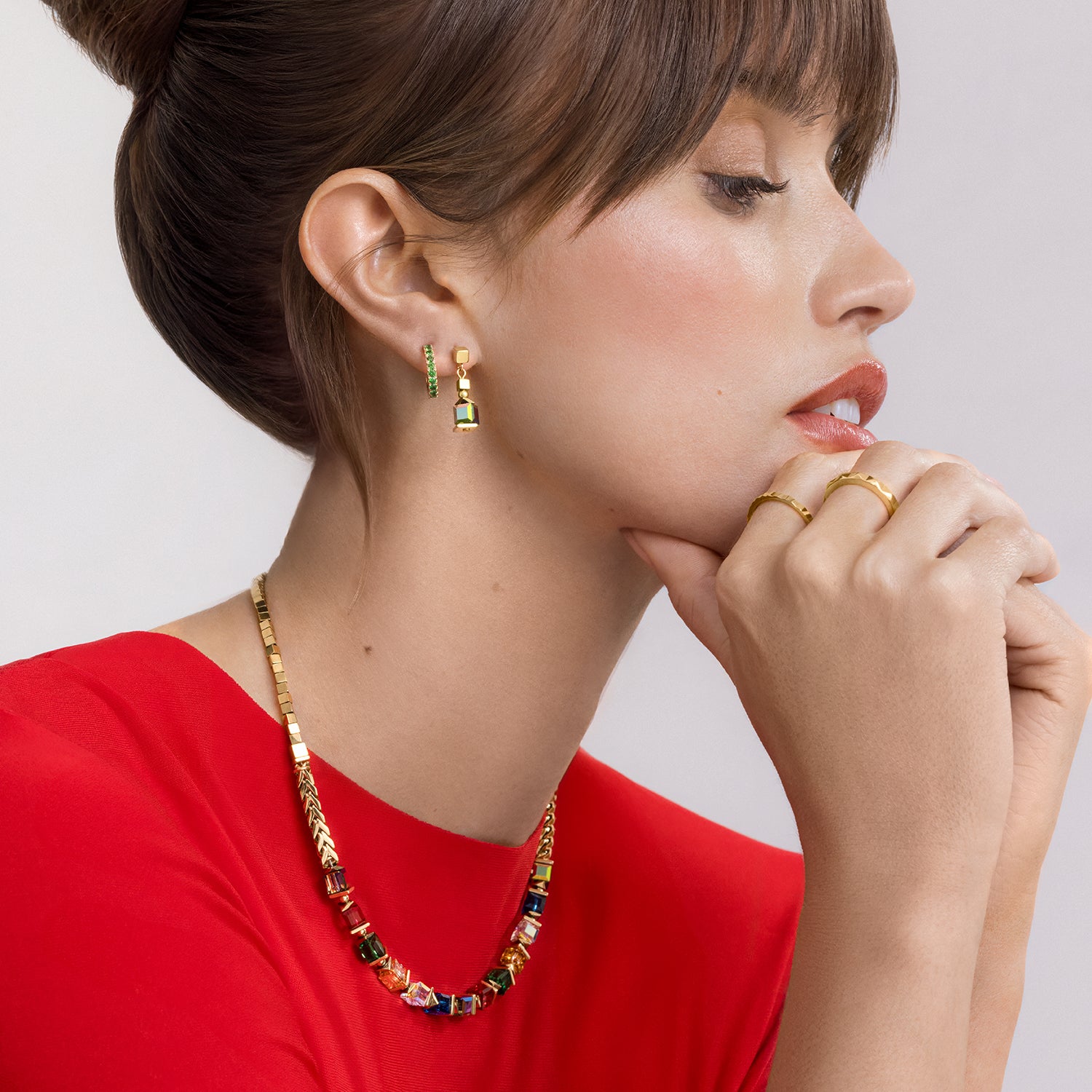 Halskette Sparkling Cubes Fusion Chain gold-multicolor