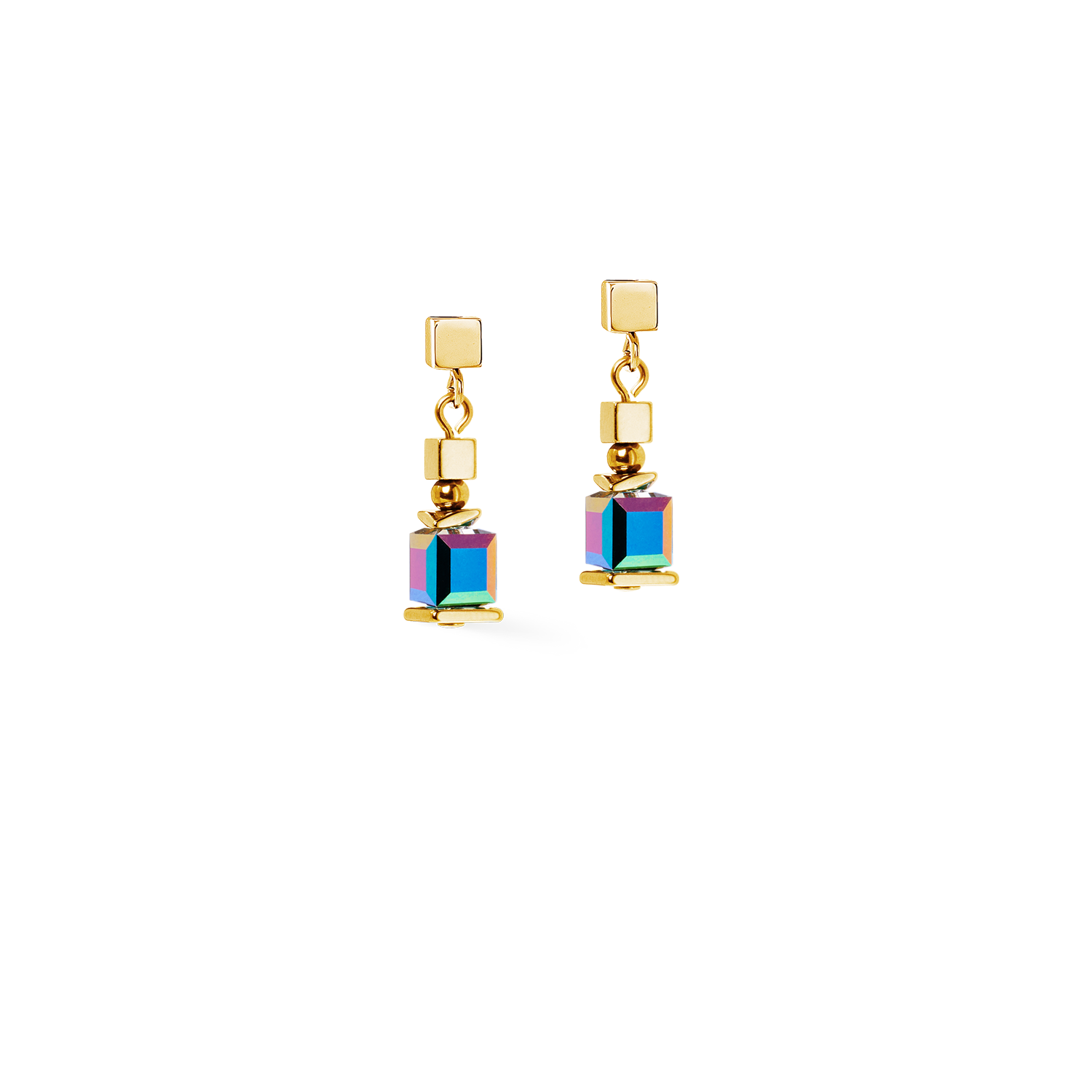 Ohrringe Sparkling Cubes Fusion Chain gold-multicolor