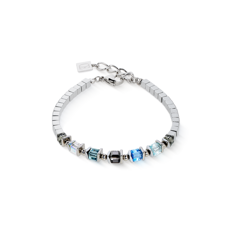 Armband Sparkling Cubes Fusion Chain silber-blau