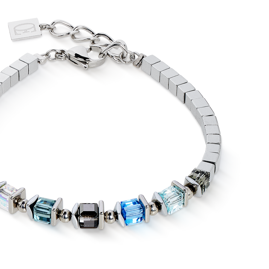 Armband Sparkling Cubes Fusion Chain silber-blau