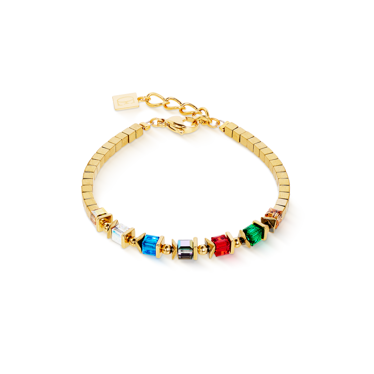 Armband Sparkling Cubes Fusion Chain gold-multicolor von COEUR DE LION