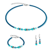Halskette Princess Teal Glow silber von COEUR DE LION – im Set mit passenden Schmuckstücken