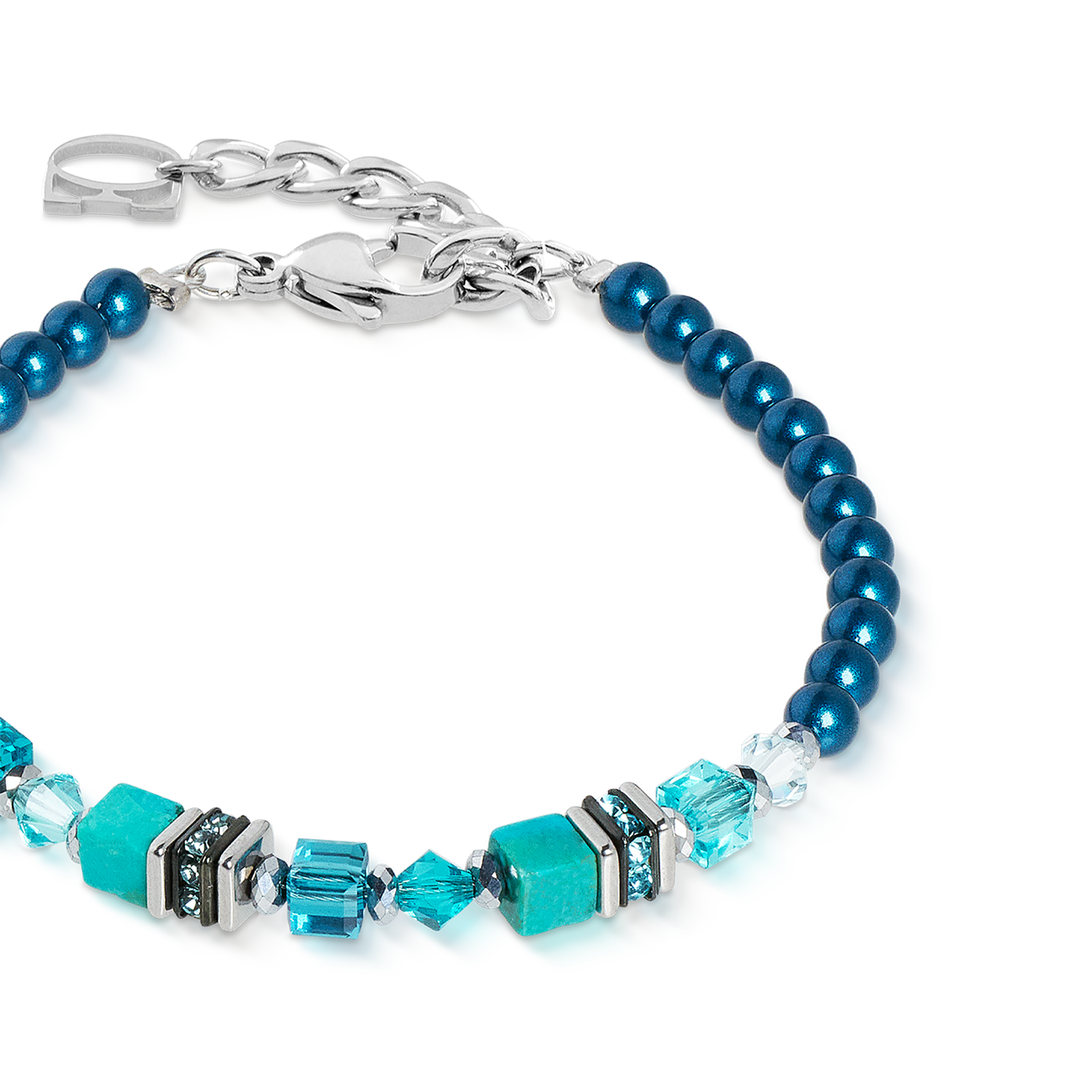 Armband Princess Teal Glow silber von COEUR DE LION – Detailaufnahme