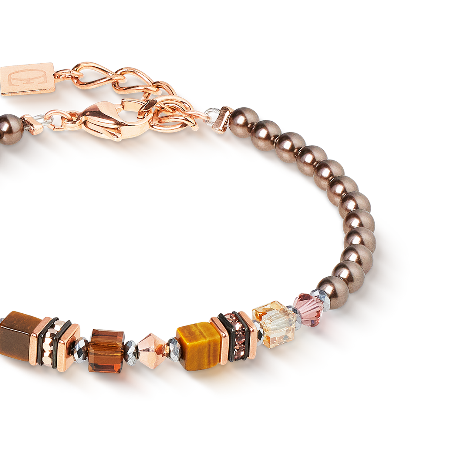 Armband Princess Earth Glow roségold-braun von COEUR DE LION – Detailaufnahme