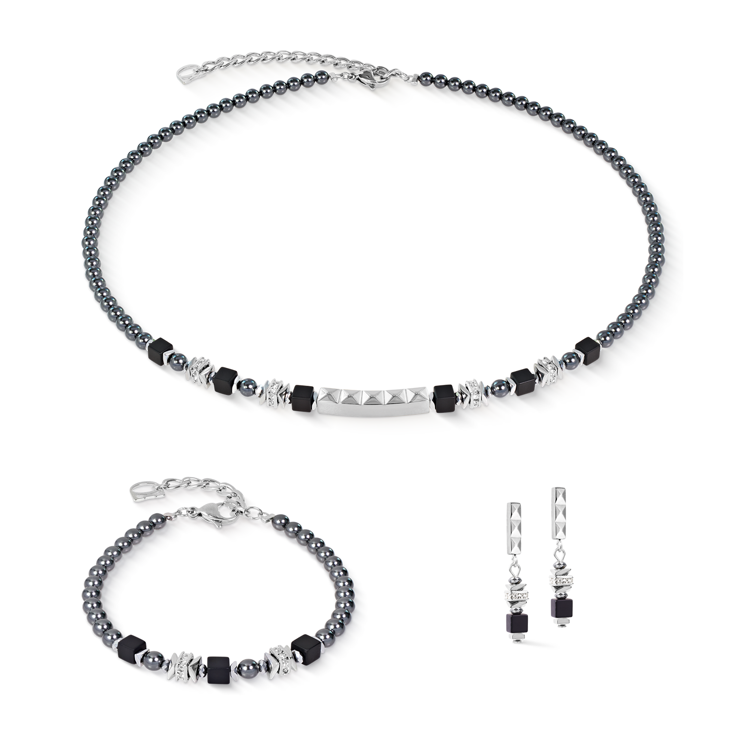 Beads & Pearls Spike Halskette Anthracite