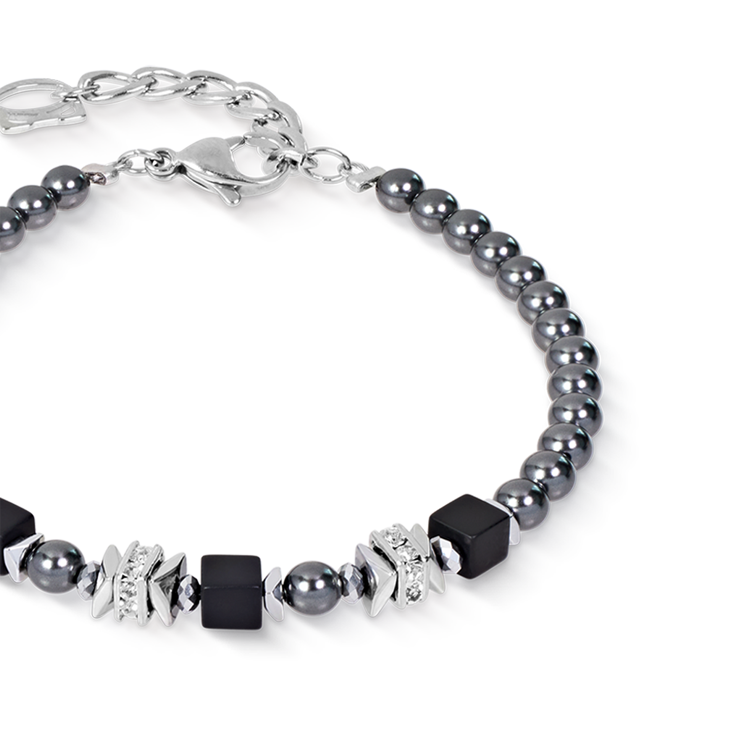 Beads & Pearls Spike Armband Anthracite
