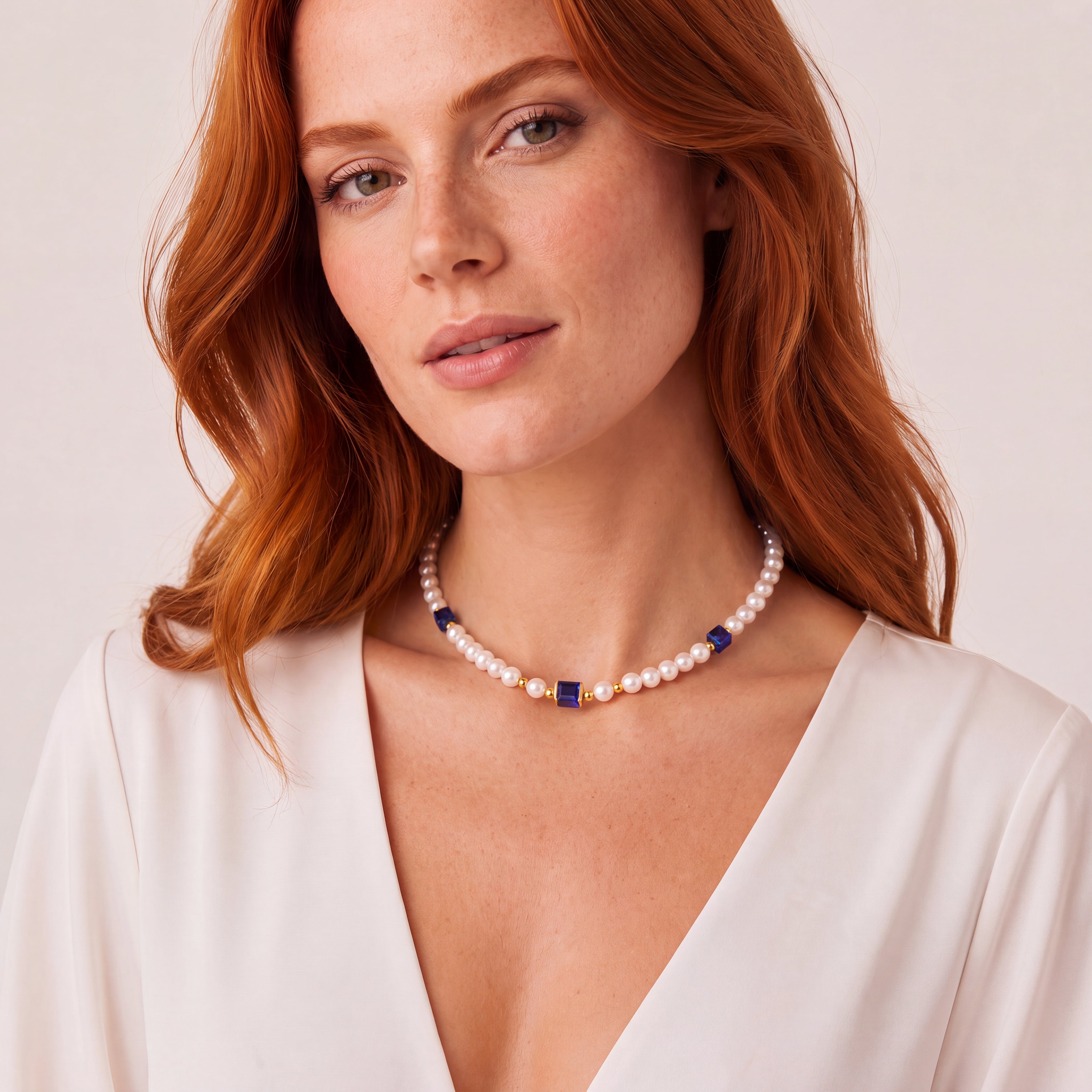 COEUR DE LION Cocktail Pearls Halskette Sapphire – am Model