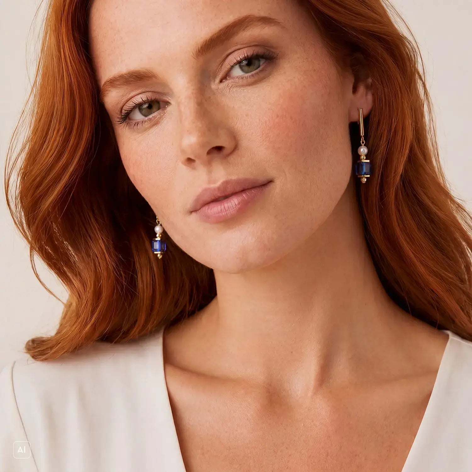 COEUR DE LION Cocktail Pearls Ohrringe Sapphire – am Model