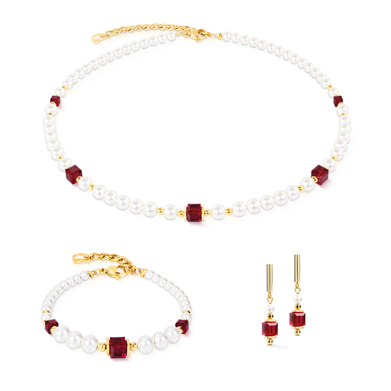 Cocktail Pearls Armband Ruby