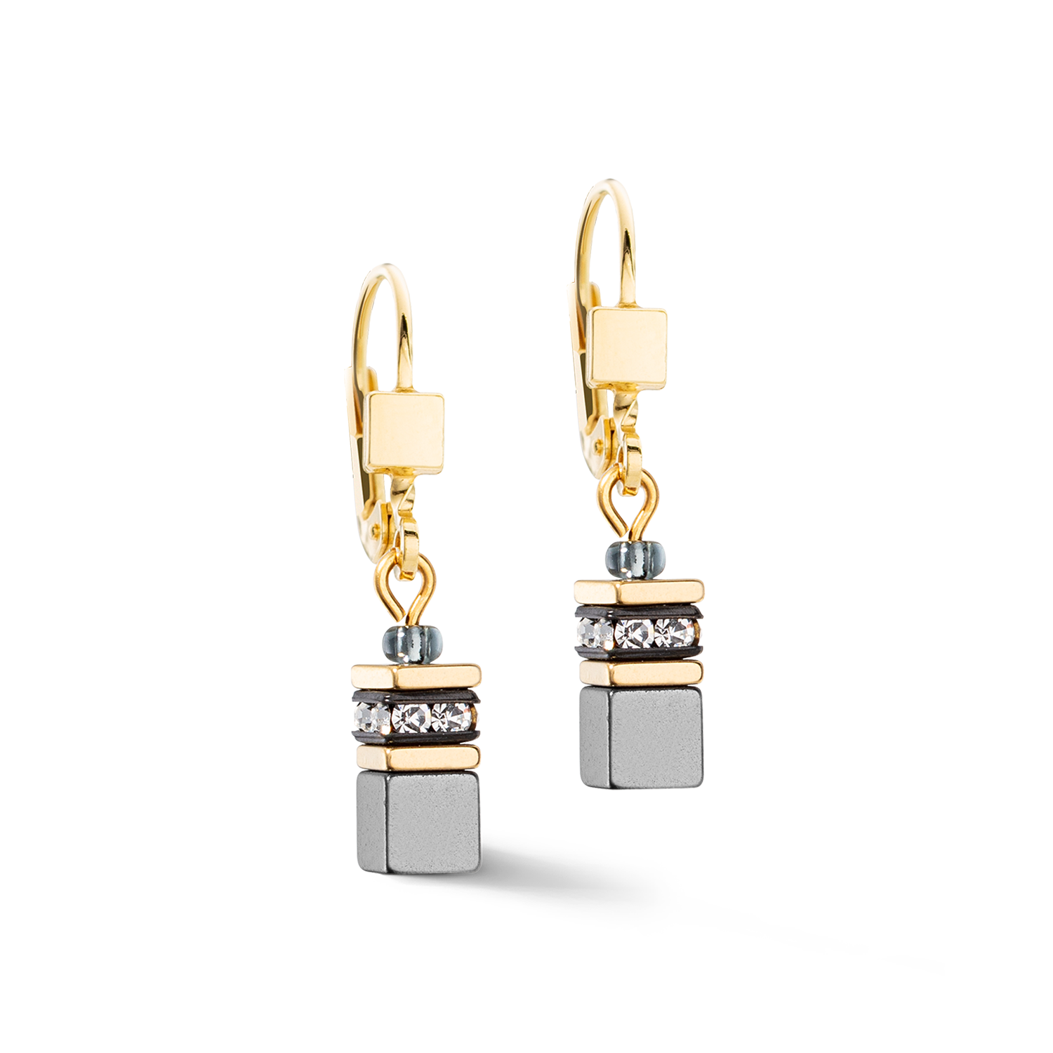 GeoCUBE® Iconic Lite Ohrringe Schwarz von COEUR DE LION – Detailaufnahme