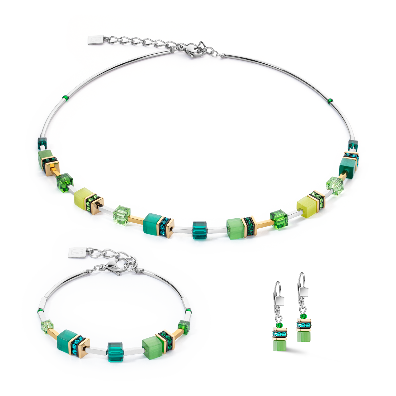 GeoCUBE® Iconic Lite Armband Grün von COEUR DE LION – im Set mit passenden Schmuckstücken