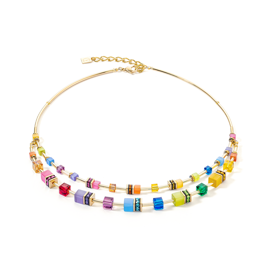 GeoCUBE® Iconic Layer Halskette gold-rainbow