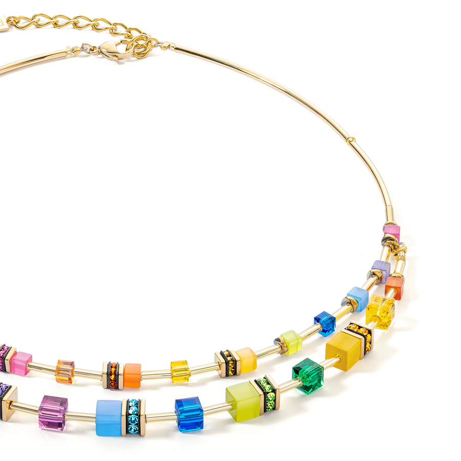 GeoCUBE® Iconic Layer Halskette gold-rainbow
