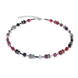 GeoCUBE® Iconic Halskette Ruby Noir silber