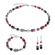 GeoCUBE® Iconic Halskette Ruby Noir silber von COEUR DE LION – im Set mit passenden Schmuckstücken