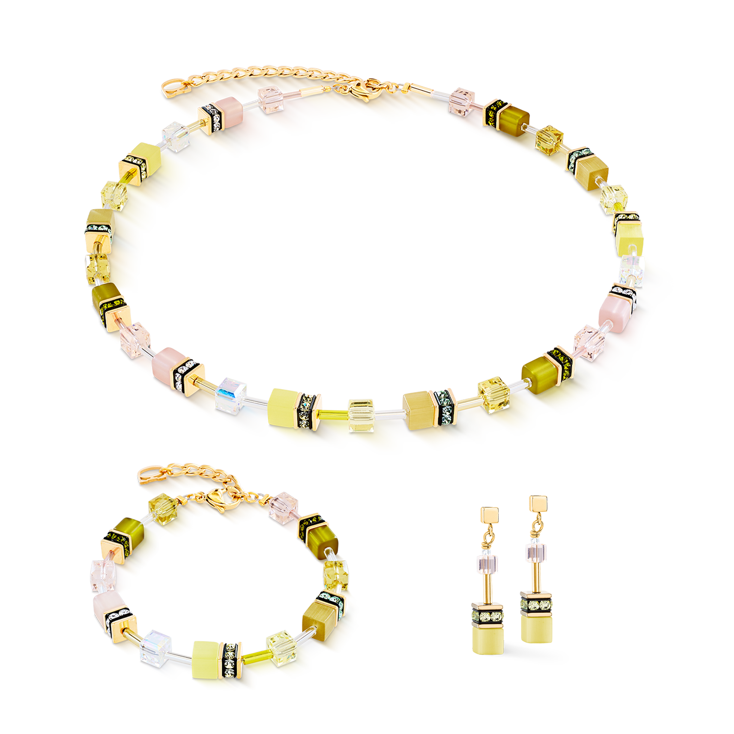 GeoCUBE® Iconic Halskette Olive Blossom von COEUR DE LION – im Set mit passenden Schmuckstücken