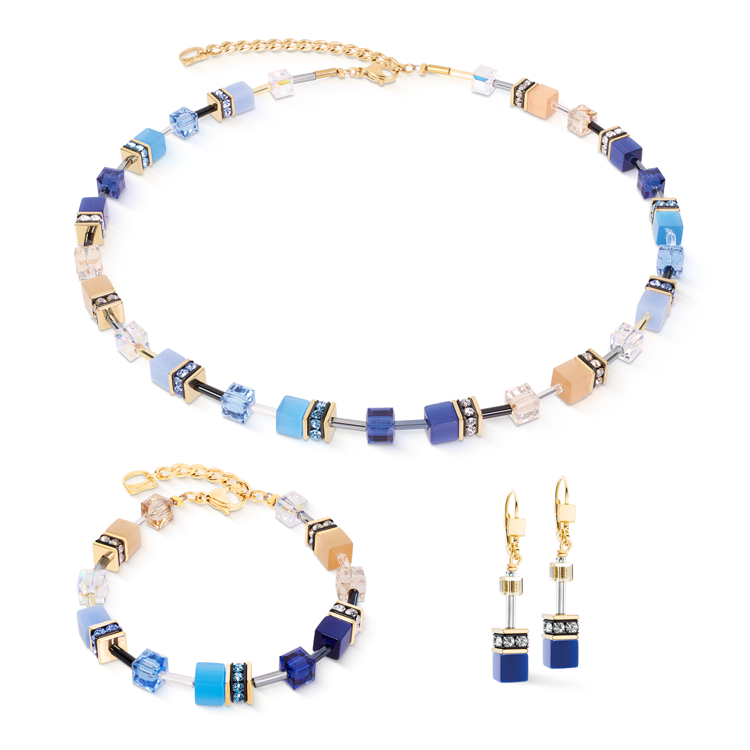 GeoCUBE® Iconic Halskette Azure Glow gold