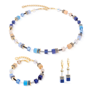 GeoCUBE® Iconic Halskette Azure Glow gold von COEUR DE LION – im Set mit passenden Schmuckstücken