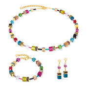 GeoCUBE® Iconic Halskette Multicolor Joy gold von COEUR DE LION – im Set mit passenden Schmuckstücken