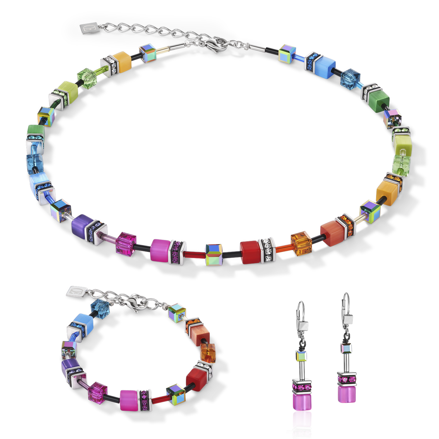 GeoCUBE® Halskette multicolor rainbow