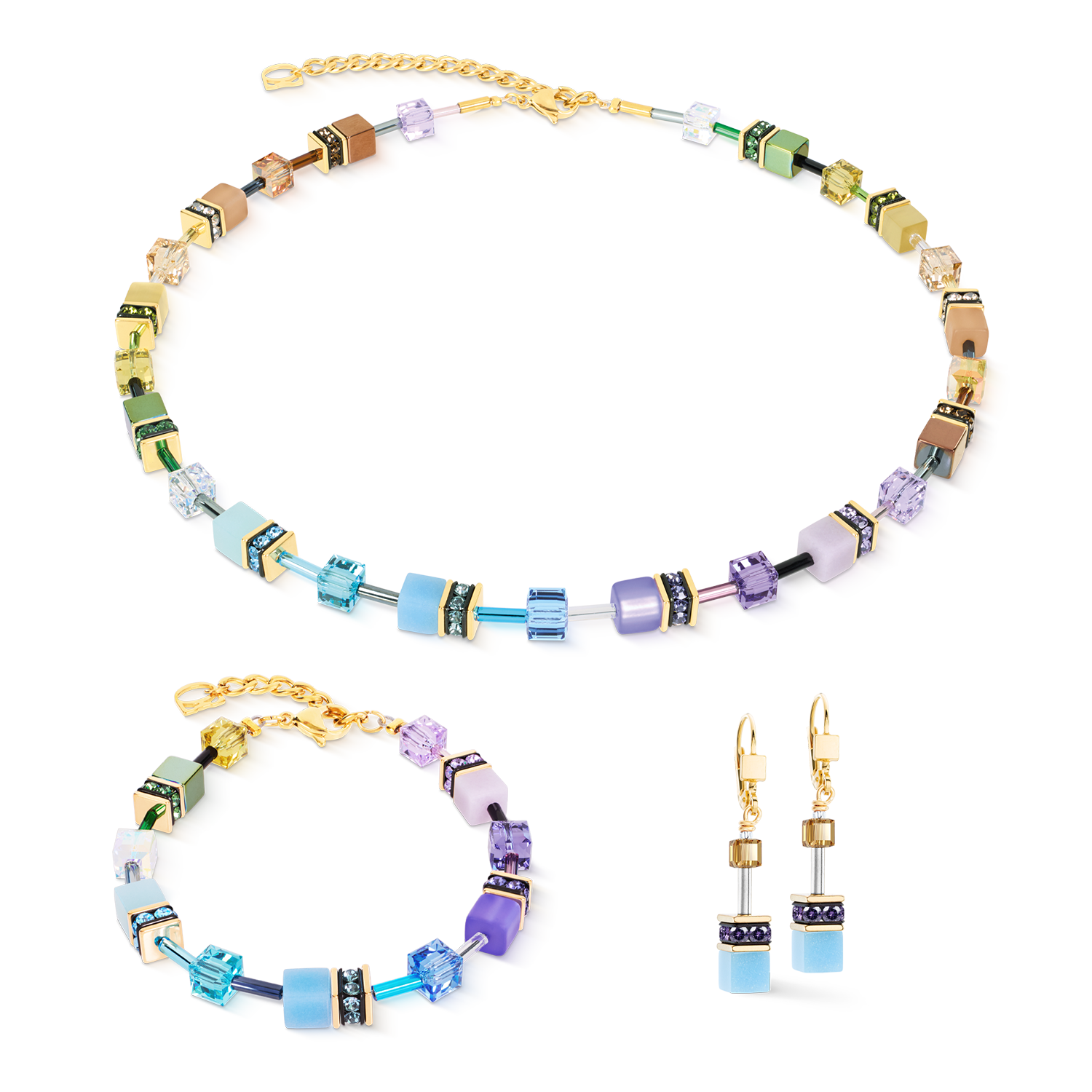 GeoCUBE® Iconic Halskette Multicolor Boho gold