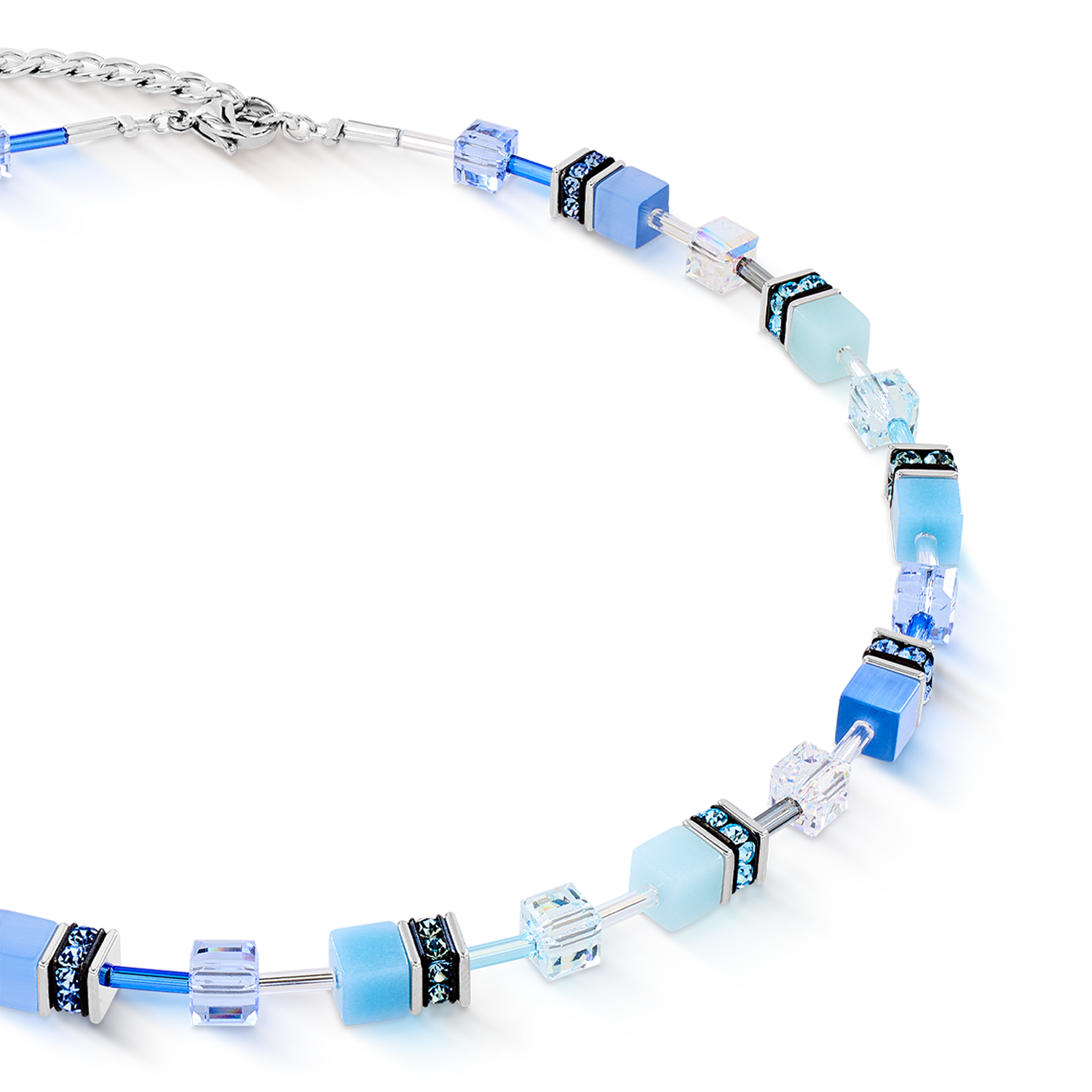GeoCUBE® Iconic Halskette aqua-blau von COEUR DE LION – Detailaufnahme