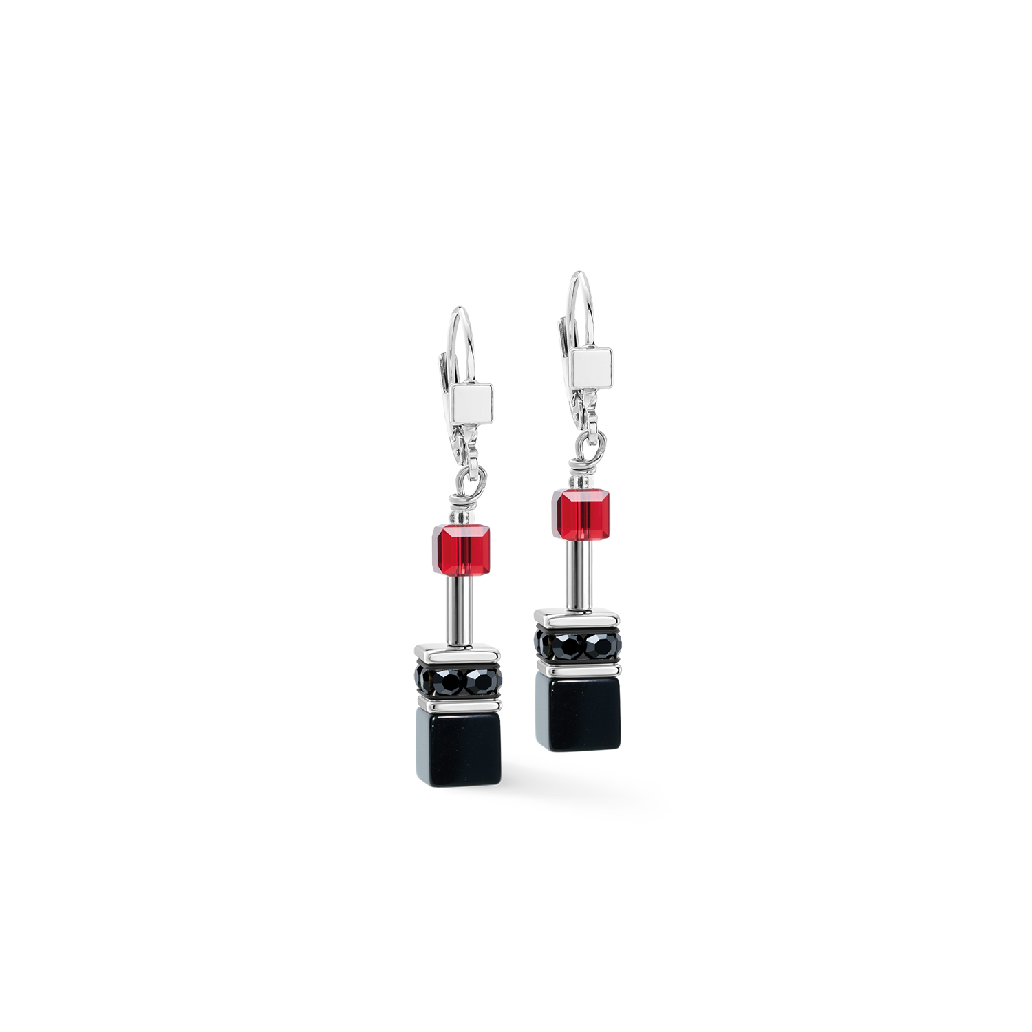 GeoCUBE® Iconic Ohrringe Ruby Noir silber