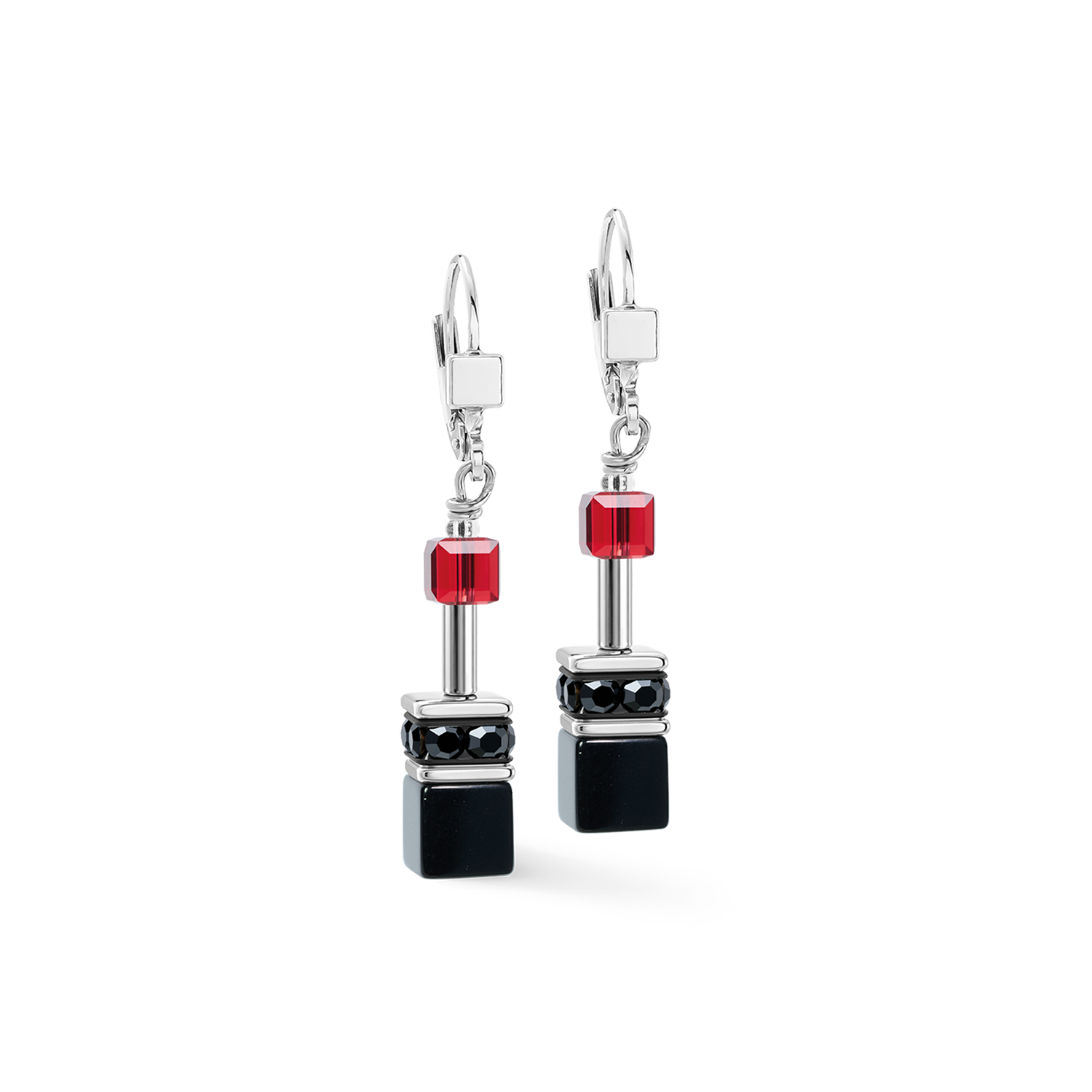 GeoCUBE® Iconic Ohrringe Ruby Noir silber