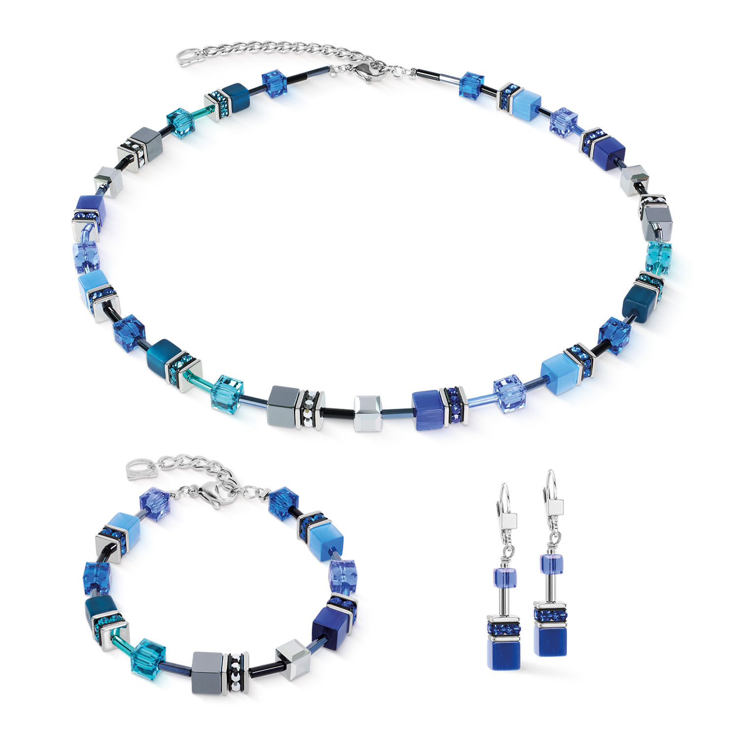 GeoCUBE® Iconic Ohrringe Azure Spirit silber