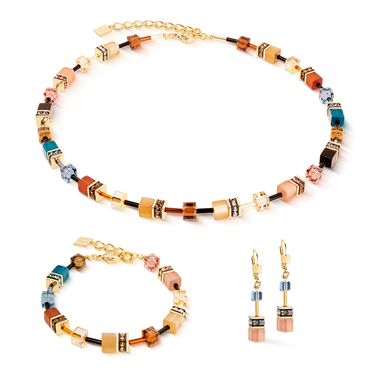 GeoCUBE® Iconic Ohrringe Earth Mirage gold von COEUR DE LION – im Set mit passenden Schmuckstücken