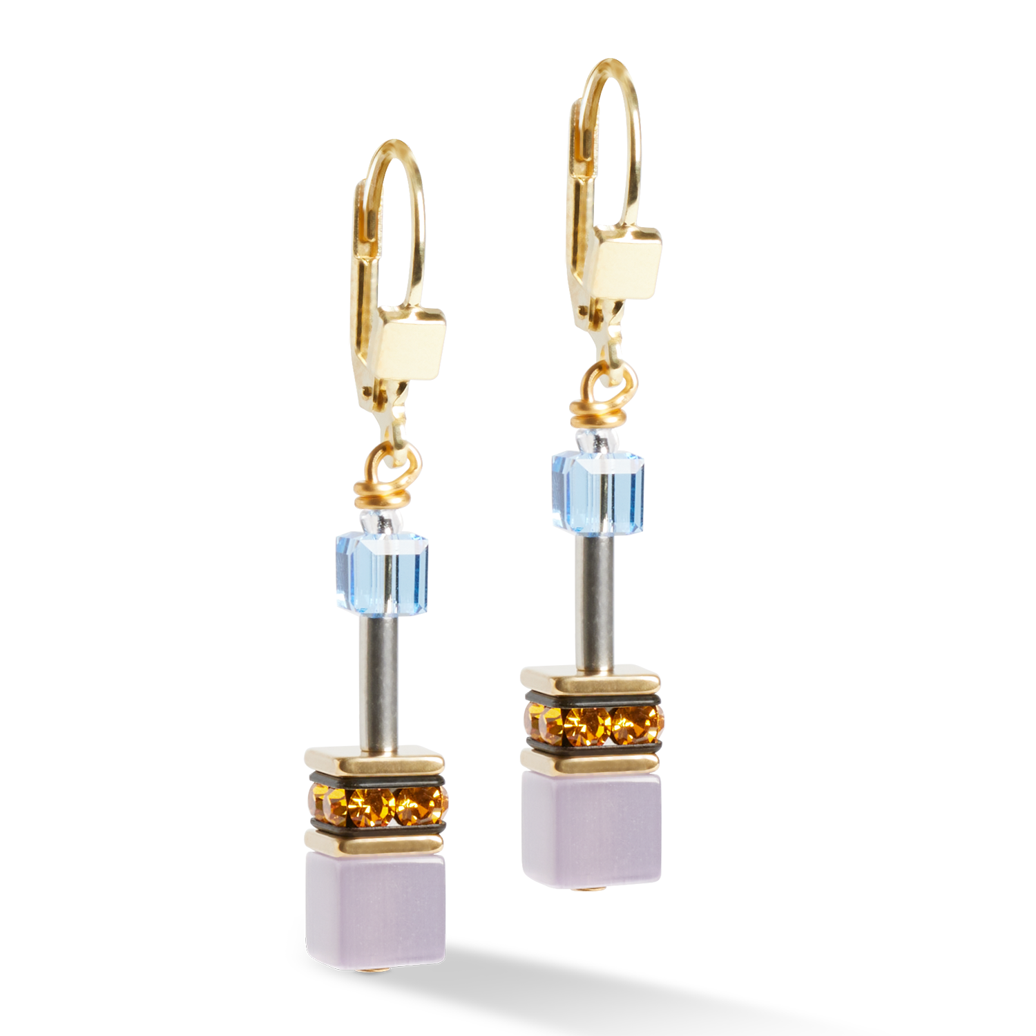 GeoCUBE® Iconic Ohrringe Festive gold-multicolor von COEUR DE LION – Detailaufnahme