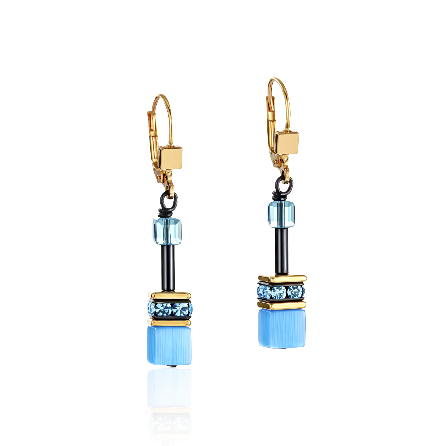 GeoCUBE® Ohrringe multicolor rainbow gold