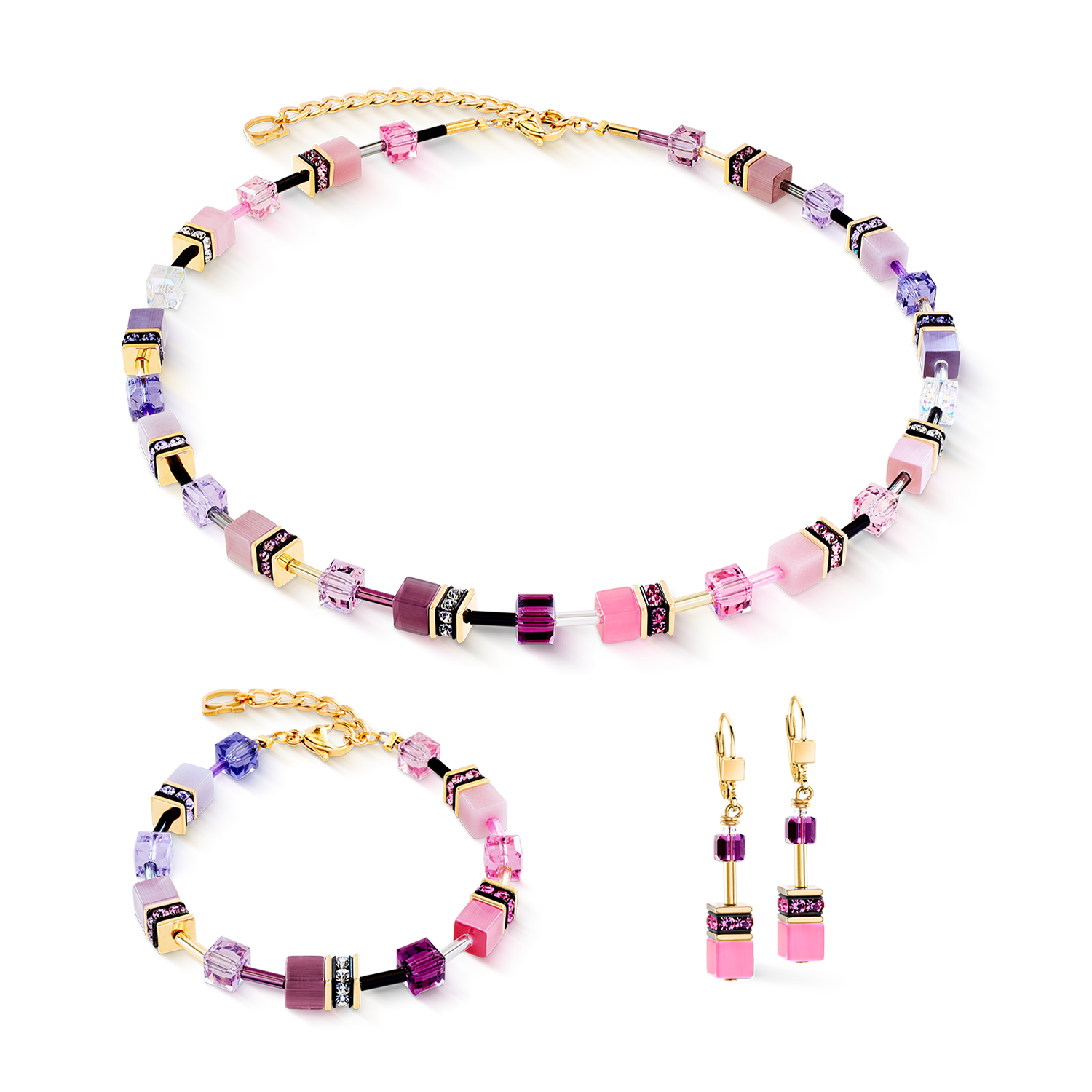 GeoCUBE® Iconic Ohrringe rosa-flieder von COEUR DE LION – im Set mit passenden Schmuckstücken